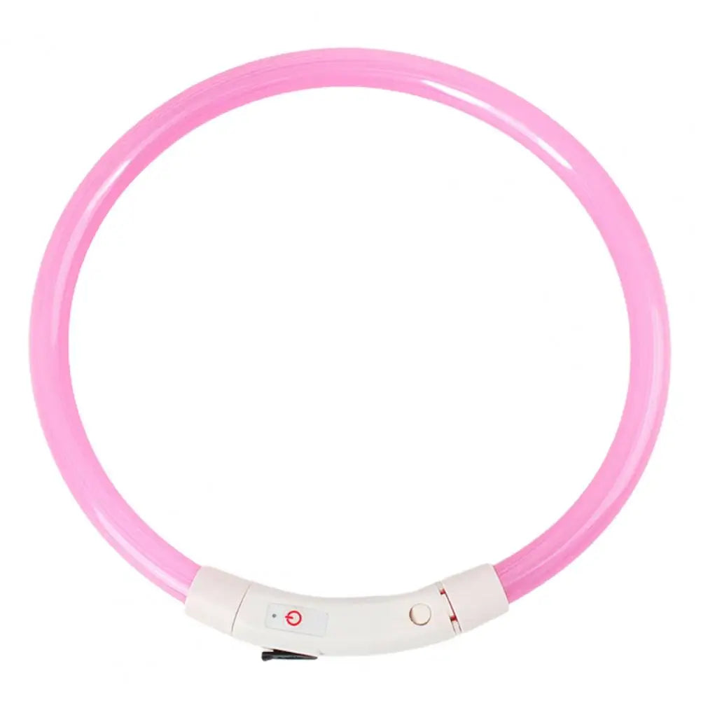 LED Light Dog Collar Necklace Rubber Rechargeable Luminous USB Charging Puppy Light Collar for Outdoor