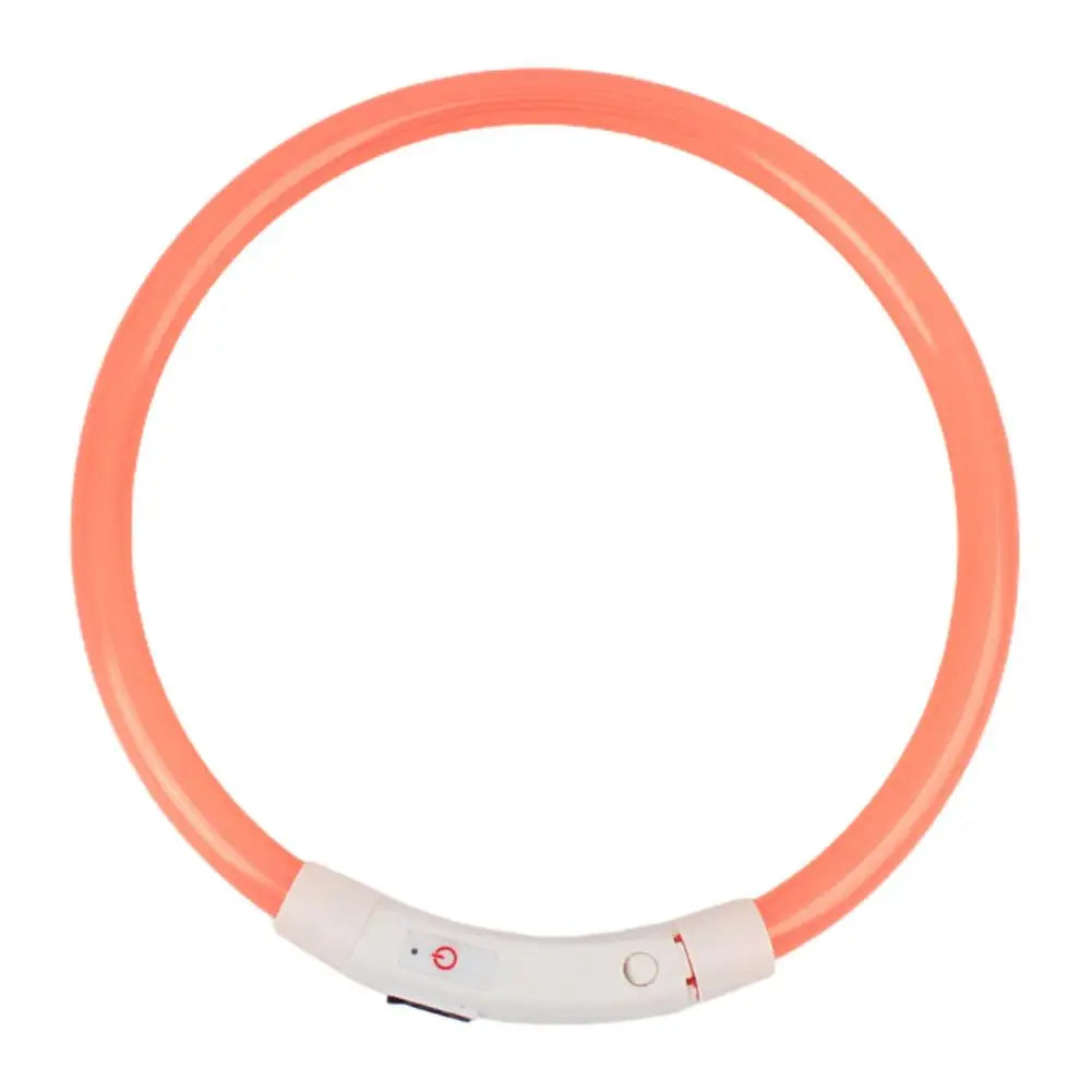 LED Light Dog Collar Necklace Rubber Rechargeable Luminous USB Charging Puppy Light Collar for Outdoor