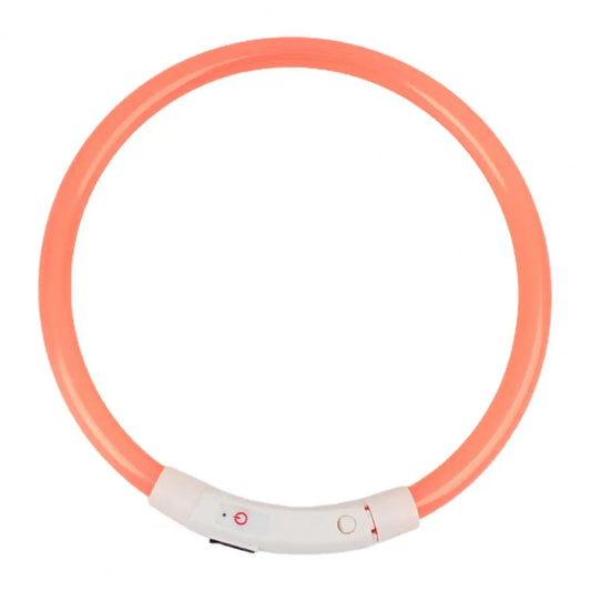 LED Light Dog Collar Necklace Rubber Rechargeable Luminous USB Charging Puppy Light Collar for Outdoor