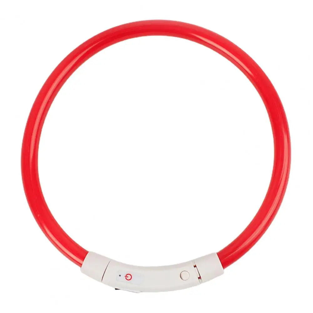 LED Light Dog Collar Necklace Rubber Rechargeable Luminous USB Charging Puppy Light Collar for Outdoor