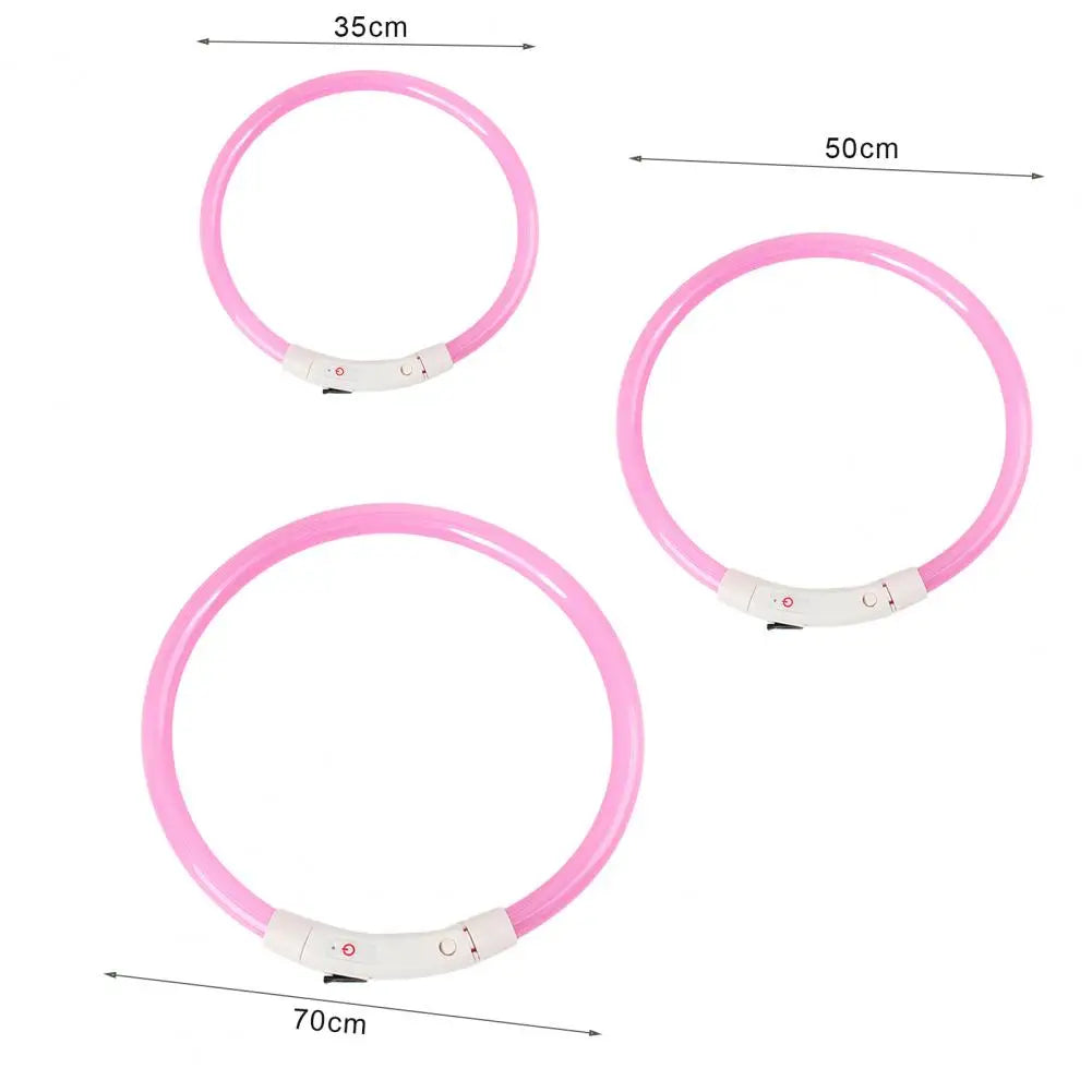 LED Light Dog Collar Necklace Rubber Rechargeable Luminous USB Charging Puppy Light Collar for Outdoor