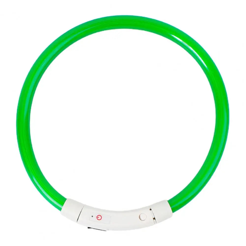 LED Light Dog Collar Necklace Rubber Rechargeable Luminous USB Charging Puppy Light Collar for Outdoor